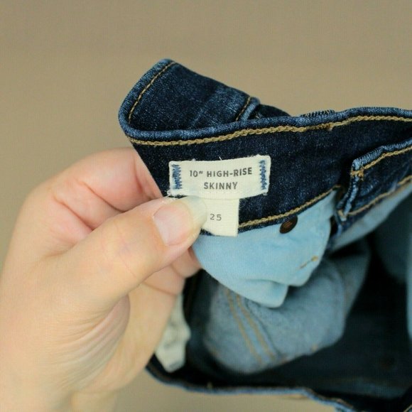 Madewell 10 Inch High Rise Skinny Jeans Women's Size 25 Raw Hem Dark Wash Denim - Picture 9 of 10